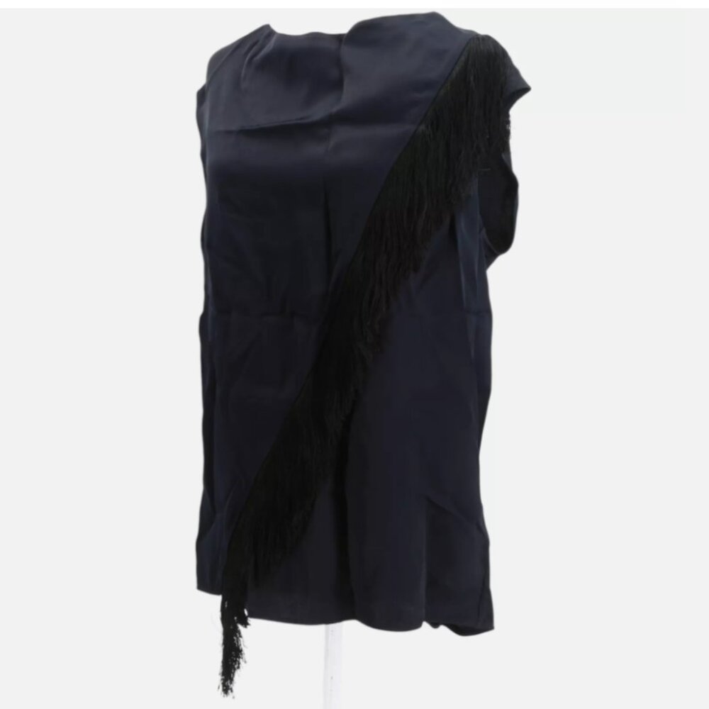 Belstaff Navy Sleeveless Lana Fringe Top Size 40 - Retail $807 - NWT